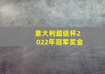 意大利超级杯2022年冠军奖金