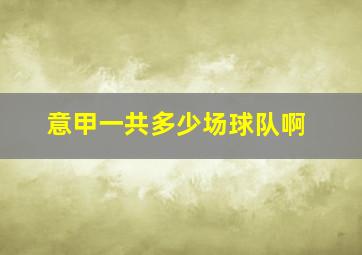 意甲一共多少场球队啊