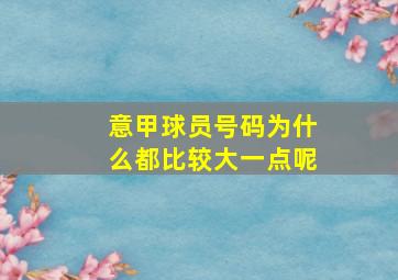 意甲球员号码为什么都比较大一点呢