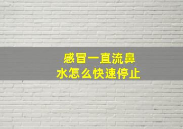 感冒一直流鼻水怎么快速停止