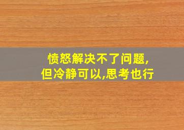 愤怒解决不了问题,但冷静可以,思考也行