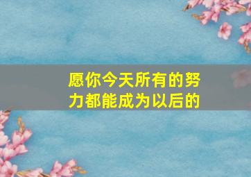 愿你今天所有的努力都能成为以后的