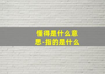 懂得是什么意思-指的是什么