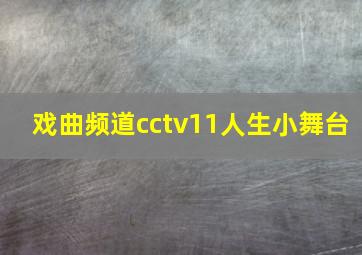 戏曲频道cctv11人生小舞台