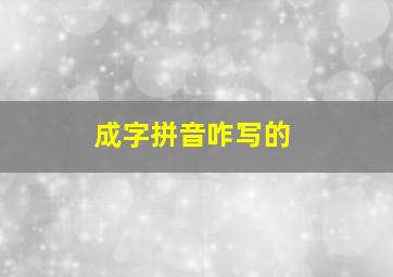 成字拼音咋写的