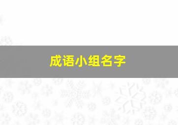 成语小组名字