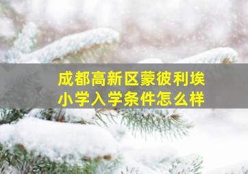 成都高新区蒙彼利埃小学入学条件怎么样