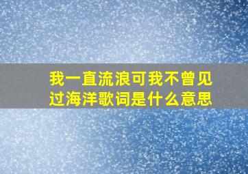 我一直流浪可我不曾见过海洋歌词是什么意思