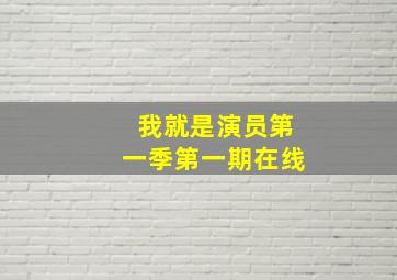 我就是演员第一季第一期在线