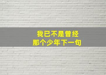 我已不是曾经那个少年下一句