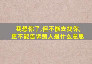 我想你了,但不能去找你,更不能告诉别人是什么意思