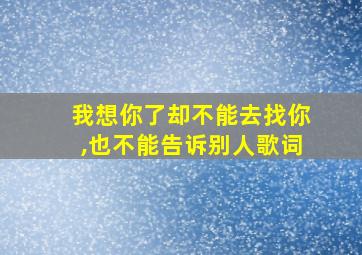 我想你了却不能去找你,也不能告诉别人歌词