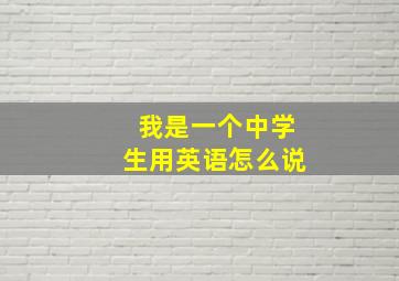 我是一个中学生用英语怎么说