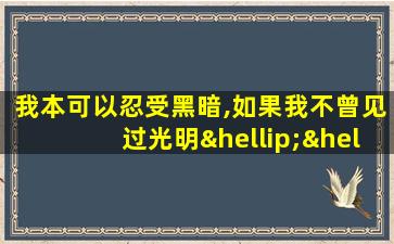 我本可以忍受黑暗,如果我不曾见过光明……