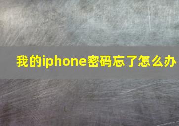 我的iphone密码忘了怎么办