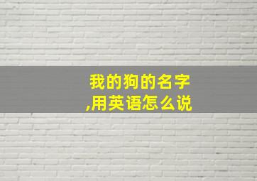 我的狗的名字,用英语怎么说