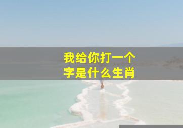 我给你打一个字是什么生肖