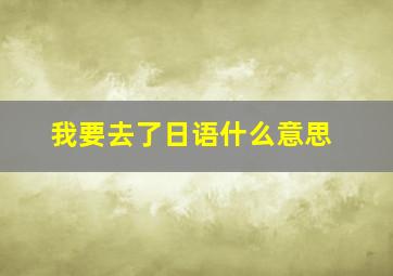 我要去了日语什么意思