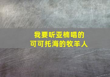 我要听亚楠唱的可可托海的牧羊人