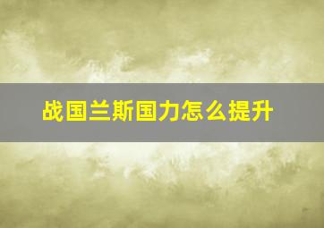 战国兰斯国力怎么提升