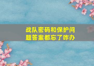 战队密码和保护问题答案都忘了咋办