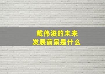 戴伟浚的未来发展前景是什么