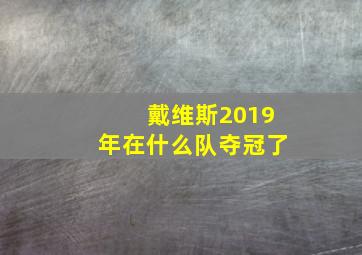 戴维斯2019年在什么队夺冠了