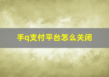 手q支付平台怎么关闭