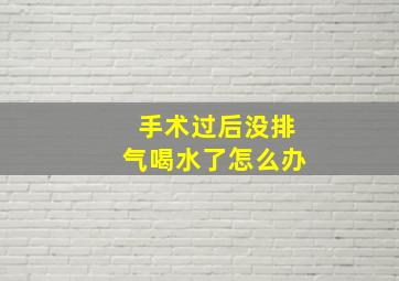 手术过后没排气喝水了怎么办