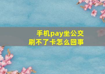 手机pay坐公交刷不了卡怎么回事