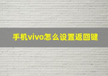 手机vivo怎么设置返回键