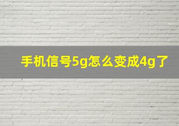 手机信号5g怎么变成4g了