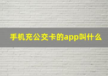 手机充公交卡的app叫什么