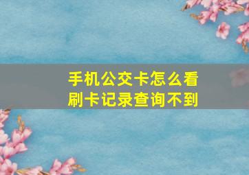 手机公交卡怎么看刷卡记录查询不到