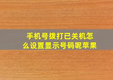 手机号拨打已关机怎么设置显示号码呢苹果