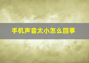 手机声音太小怎么回事