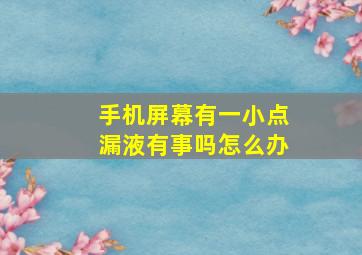 手机屏幕有一小点漏液有事吗怎么办