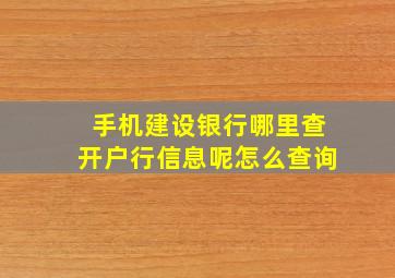 手机建设银行哪里查开户行信息呢怎么查询