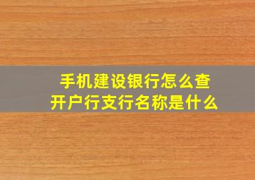 手机建设银行怎么查开户行支行名称是什么