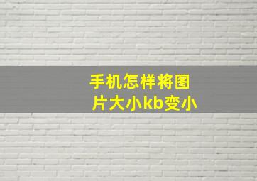 手机怎样将图片大小kb变小