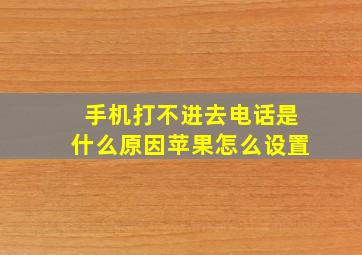 手机打不进去电话是什么原因苹果怎么设置