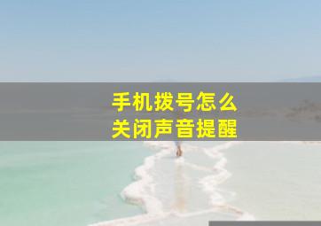 手机拨号怎么关闭声音提醒