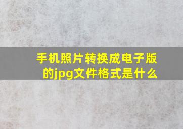 手机照片转换成电子版的jpg文件格式是什么