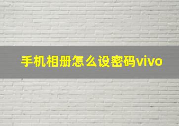 手机相册怎么设密码vivo