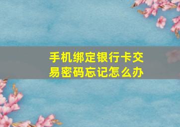 手机绑定银行卡交易密码忘记怎么办