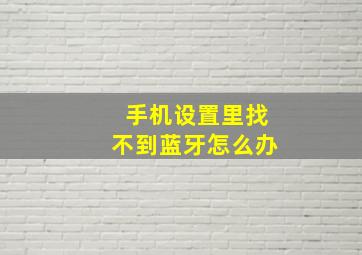 手机设置里找不到蓝牙怎么办