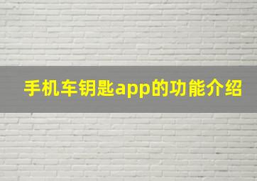 手机车钥匙app的功能介绍