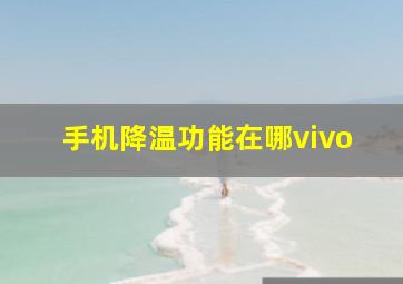 手机降温功能在哪vivo