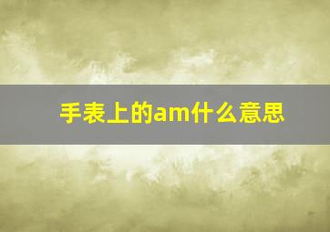 手表上的am什么意思