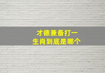 才德兼备打一生肖到底是哪个